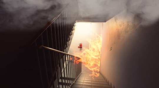 Brandschutz Feuer im Treppenhaus Brand